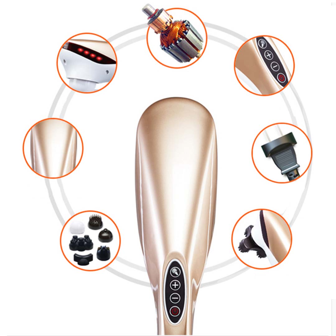 NNEAGS 2X 6 Heads Portable Handheld Massager Soothing Stimulate Blood Flow Shoulder Gold-4