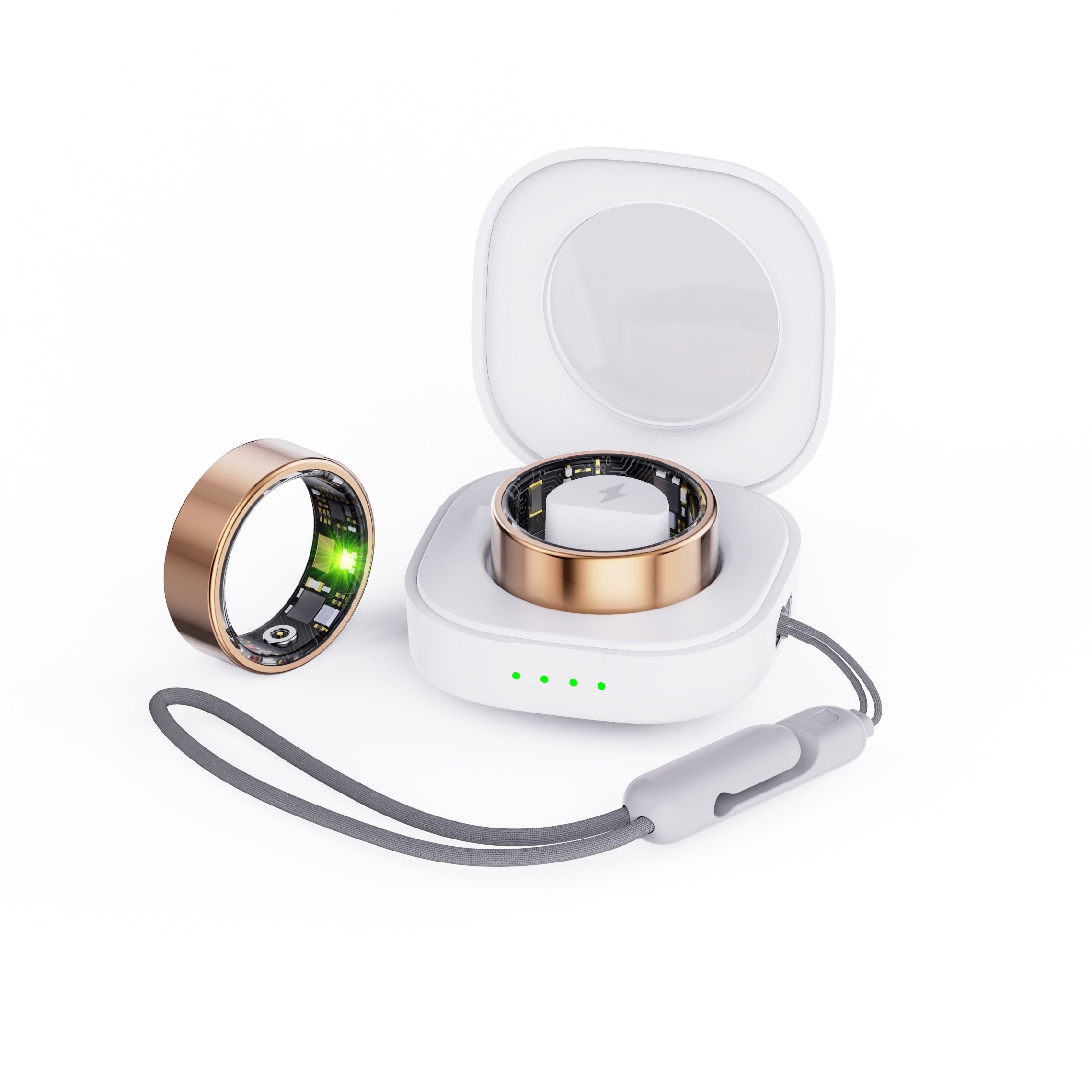 NNETM Smart Fitness Ring with Charging Case - Gold-0