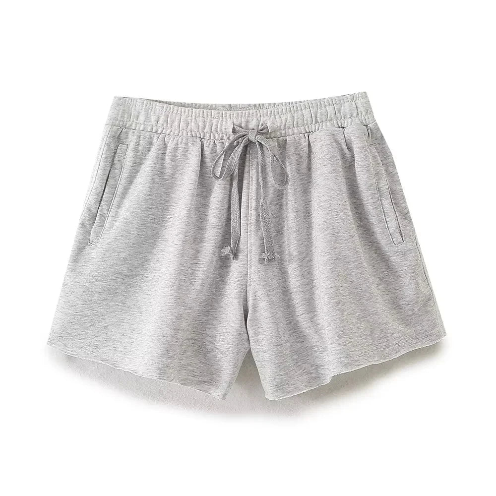 HH Summer Women Vintage Solid Shorts Suit O Neck Short Sleeve T-shirt Drawstring Shorts Loose Casual 2024 Woman Sport Sets