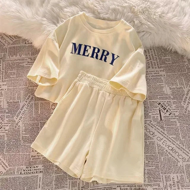 2025 Summer Women Shorts Sets Casual Two Pieces Short Sleeve T Shirts and High Waist Short Pants Solid Outfits Tracksuit 2PCS