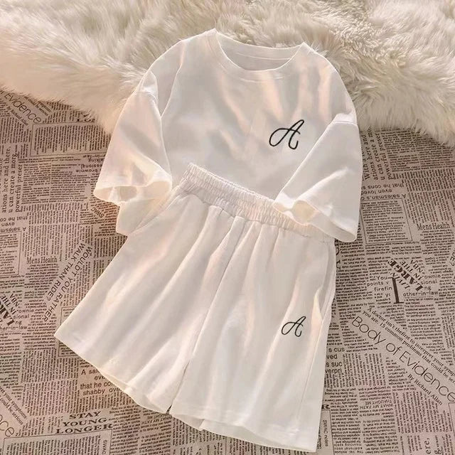 2025 Summer Women Shorts Sets Casual Two Pieces Short Sleeve T Shirts and High Waist Short Pants Solid Outfits Tracksuit 2PCS