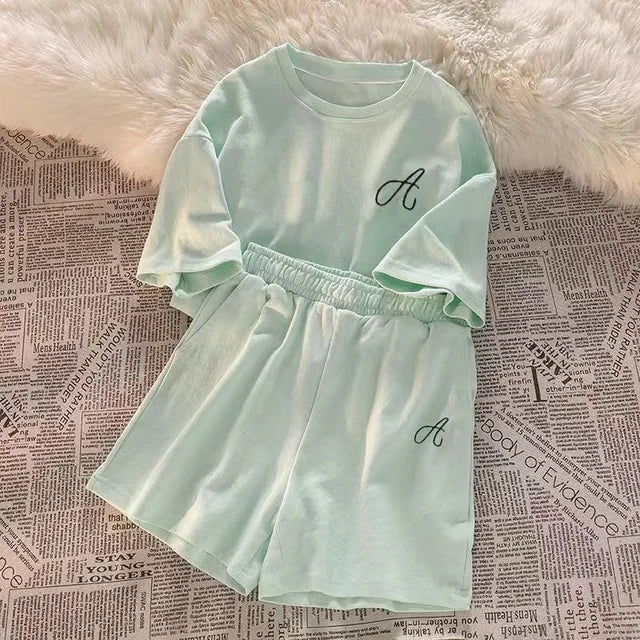 2025 Summer Women Shorts Sets Casual Two Pieces Short Sleeve T Shirts and High Waist Short Pants Solid Outfits Tracksuit 2PCS