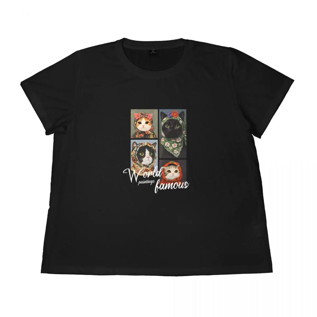 A Cat With A Headband Women plus size T-shirt, fashionable and versatile, street hip-hop trend, cartoon cool, high-end