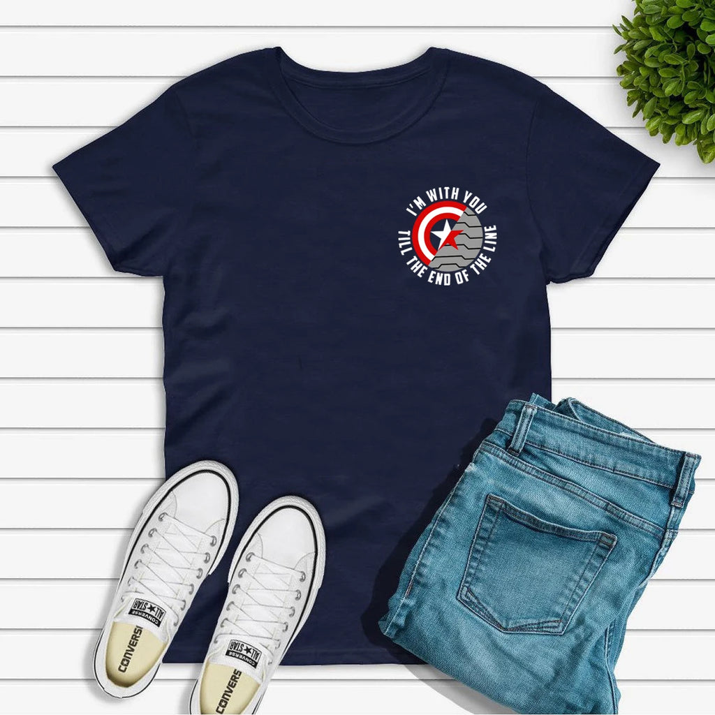 Winter Soldier Shirt with Saying I'm with You Till The End of The Line T-shirt Bucky Barnes T Shirt Women Graphic Tee Top Female