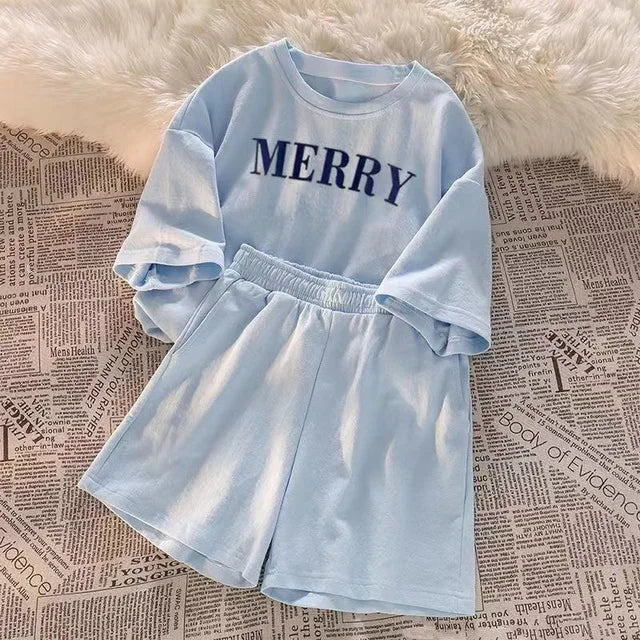 2025 Summer Women Shorts Sets Casual Two Pieces Short Sleeve T Shirts and High Waist Short Pants Solid Outfits Tracksuit 2PCS