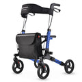 NNEMB Foldable Aluminium Walking Frame Rollator with Bag and Seat-Blue-0