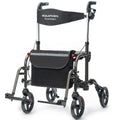 NNEMB 2-in-1 Foldable Aluminium Walking Frame Rollator and Transit Wheelchair with Bag-Titanium colour-0