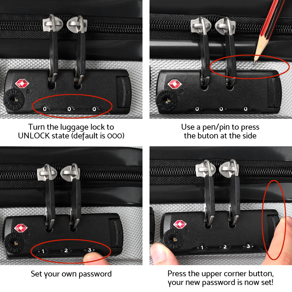 Wanderlite 20" 28" Luggage with TSA Lock Spinner Travel Suitcase Carry On Hard Shell Luggage Case White