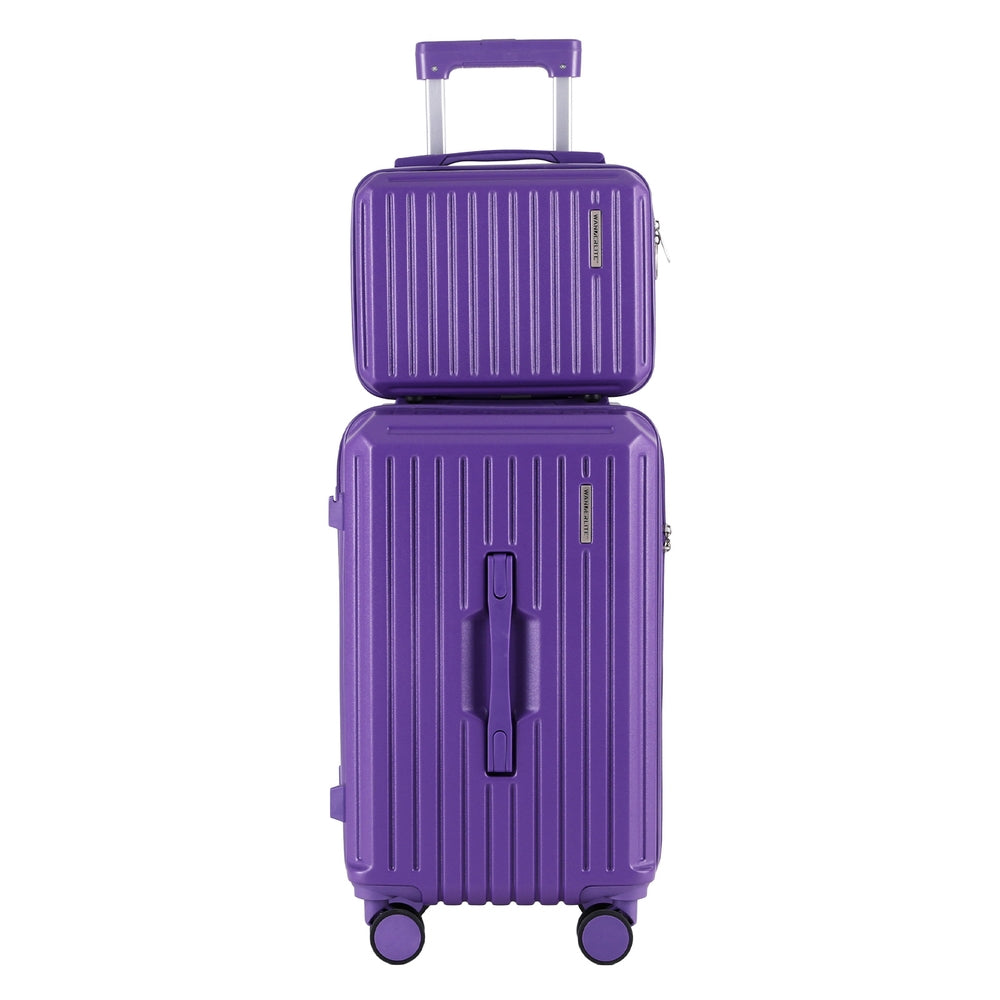 Wanderlite 2pcs Trunk Luggage Suitcase Travel Carry On TSA Lock 12" 20" Purple