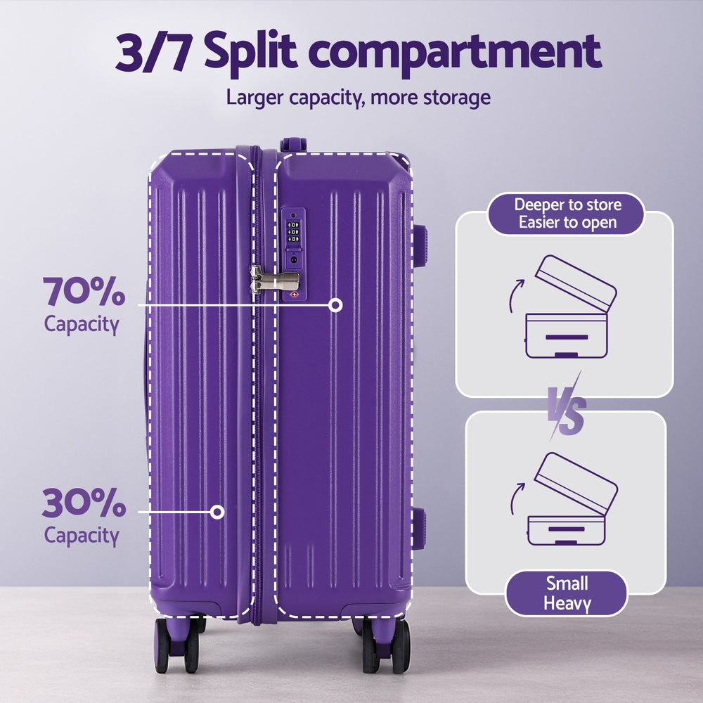 Wanderlite 2pcs Trunk Luggage Suitcase Travel Carry On TSA Lock 12" 20" Purple