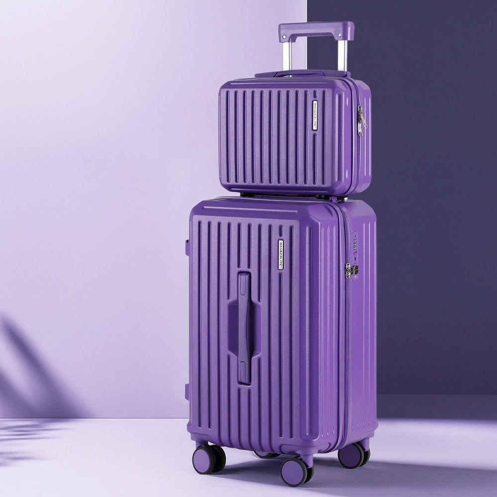 Wanderlite 2pcs Trunk Luggage Suitcase Travel Carry On TSA Lock 12" 20" Purple