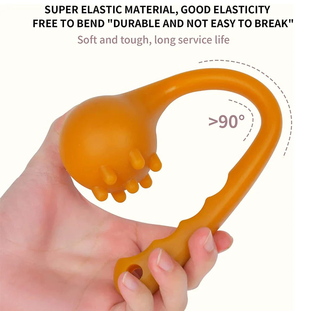 NNEOBA Silicone Manual Massage Hammer Percussion Therapy Stick Brown-3