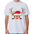 Cotton Christmas T-shirt - Reindeer Head Design Unisex L