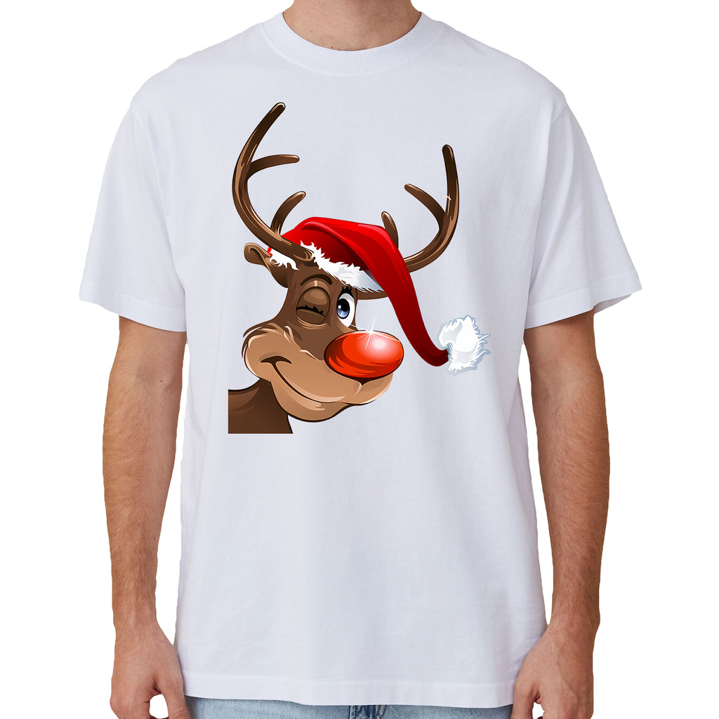Cotton Christmas T-Shirt - Reindeer Design L