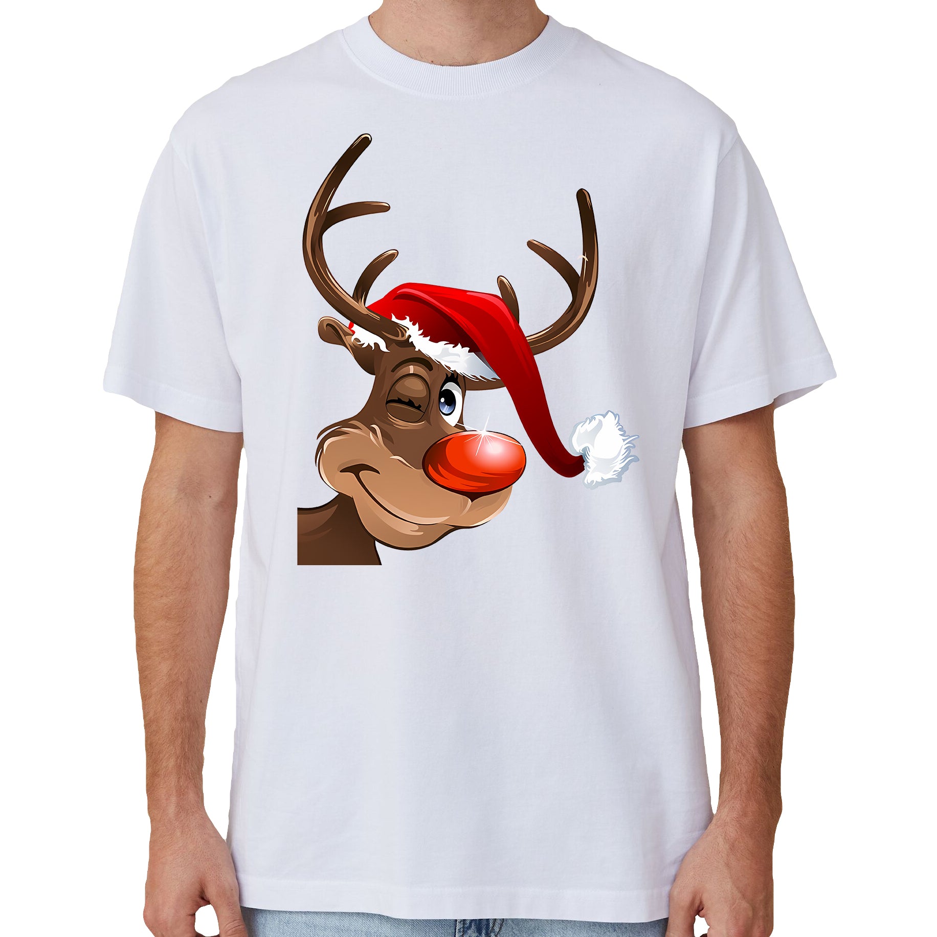 Cotton Christmas T-Shirt - Reindeer Design 3XL