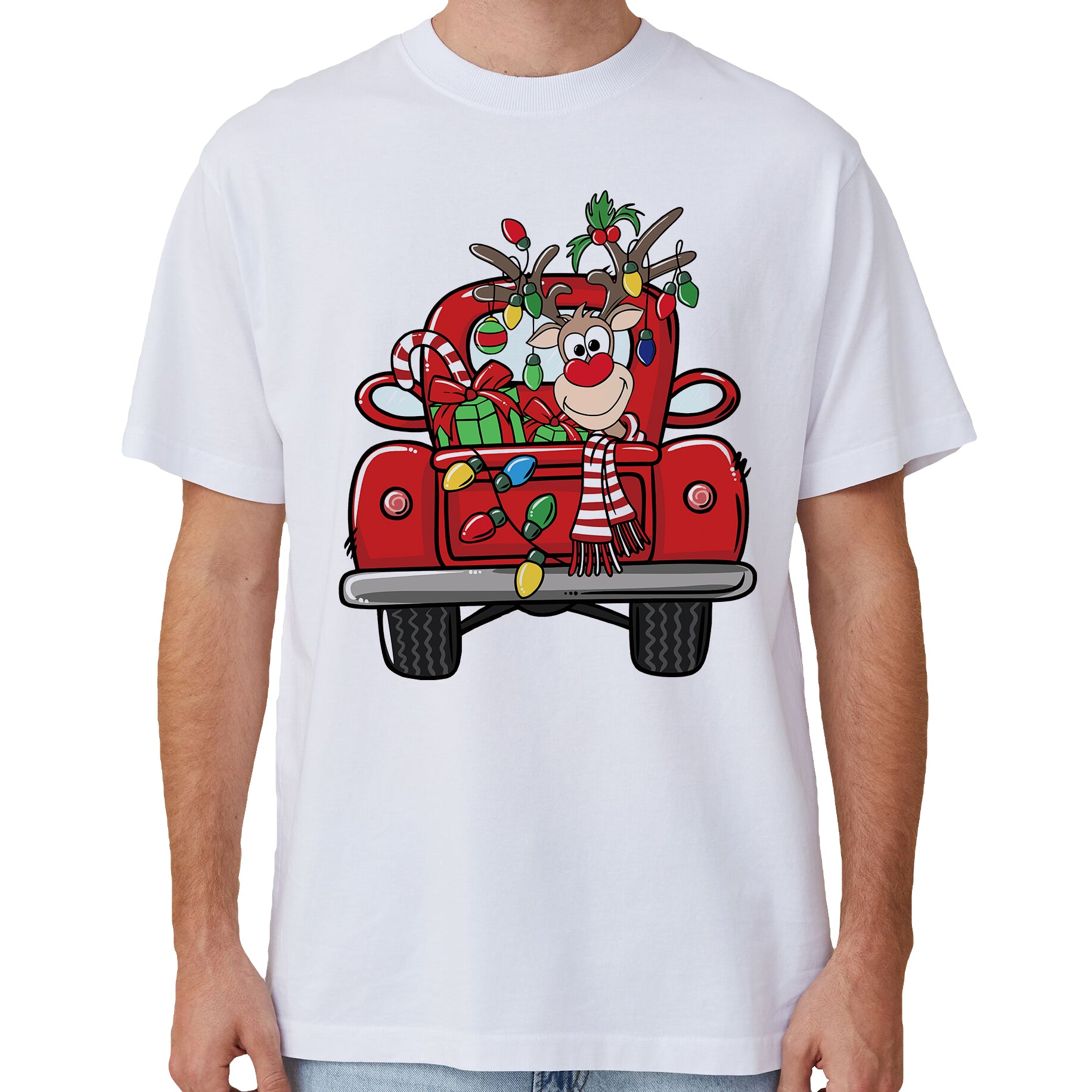 Cotton Christmas T-Shirt - Car Reindeer 3XL