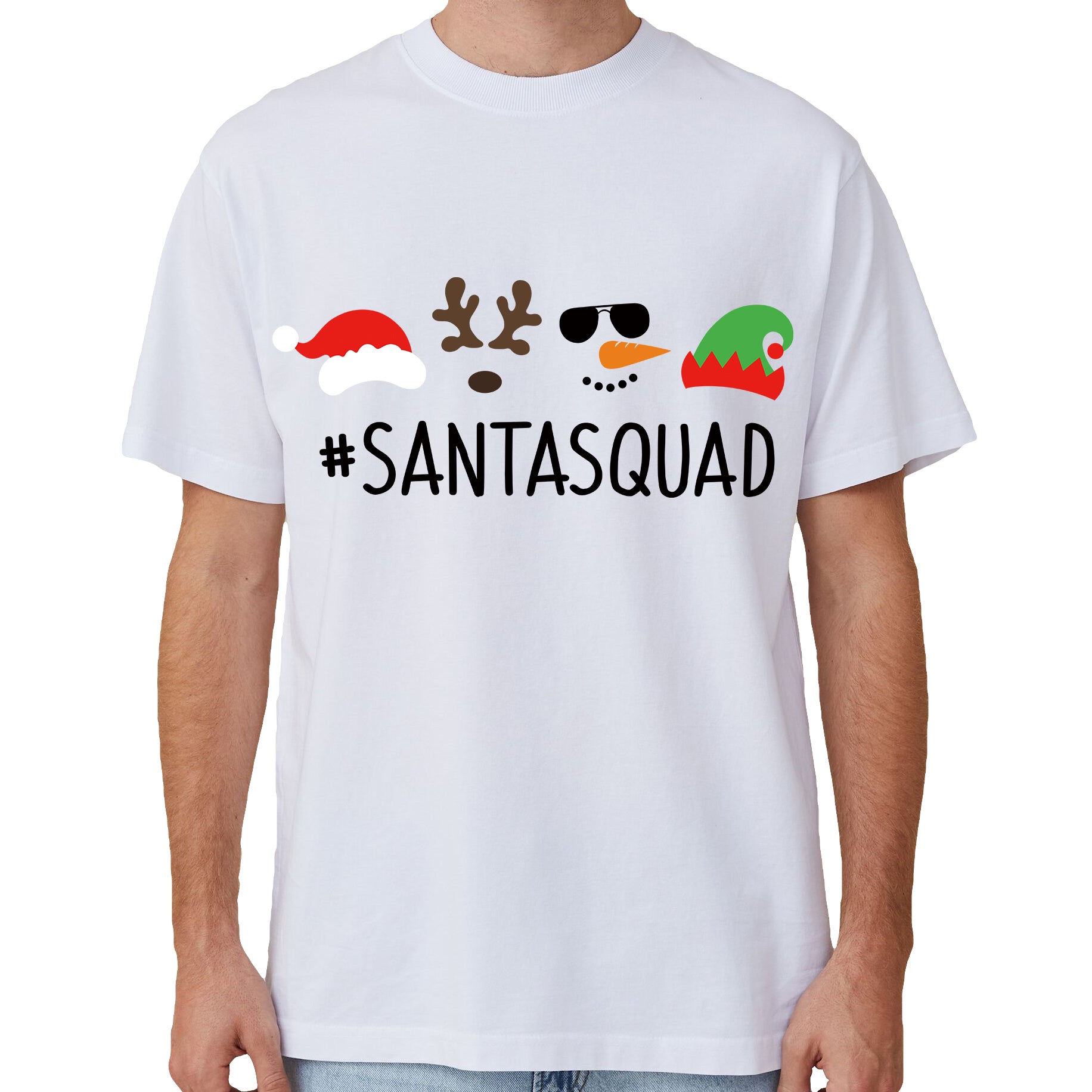 Cotton Christmas T-shirt Santa Squad L