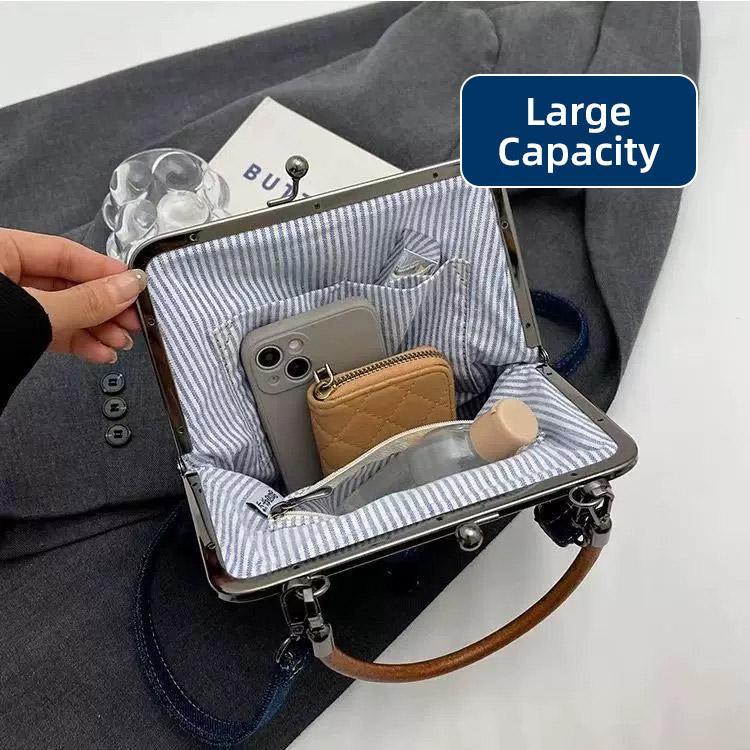 Small Handbag Women Tote Bag Cowboy Splicing Crossbody Shoulder Satchel Bag - Dark Blue