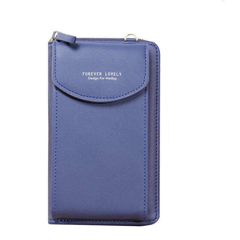 Women Pouch Bag Mobile Phone Bag Pu Leather Crossbody Purse Wallet Shoulder Bag - Grey