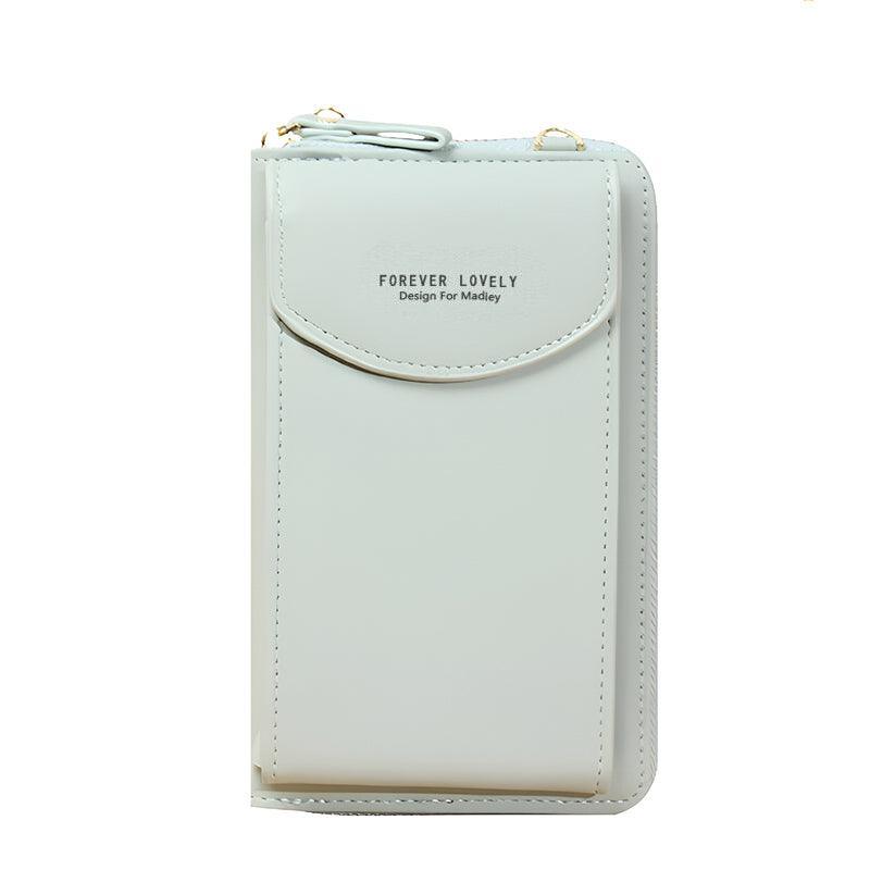 Women Pouch Bag Mobile Phone Bag Pu Leather Crossbody Purse Wallet Shoulder Bag - Grey