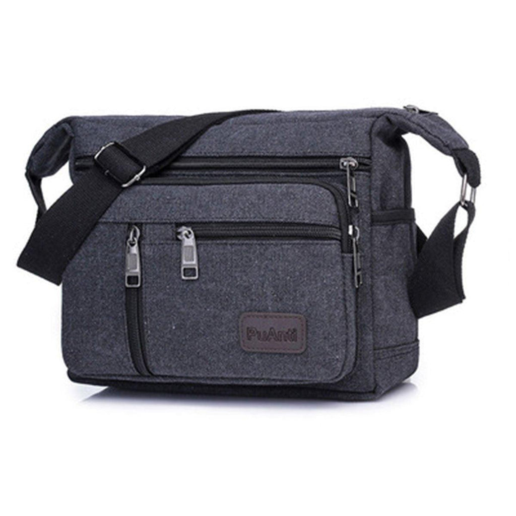 Multi Layer Canvas Crossbody Bag Casual Shoulder Bag for Travel Messenger Bag - Green