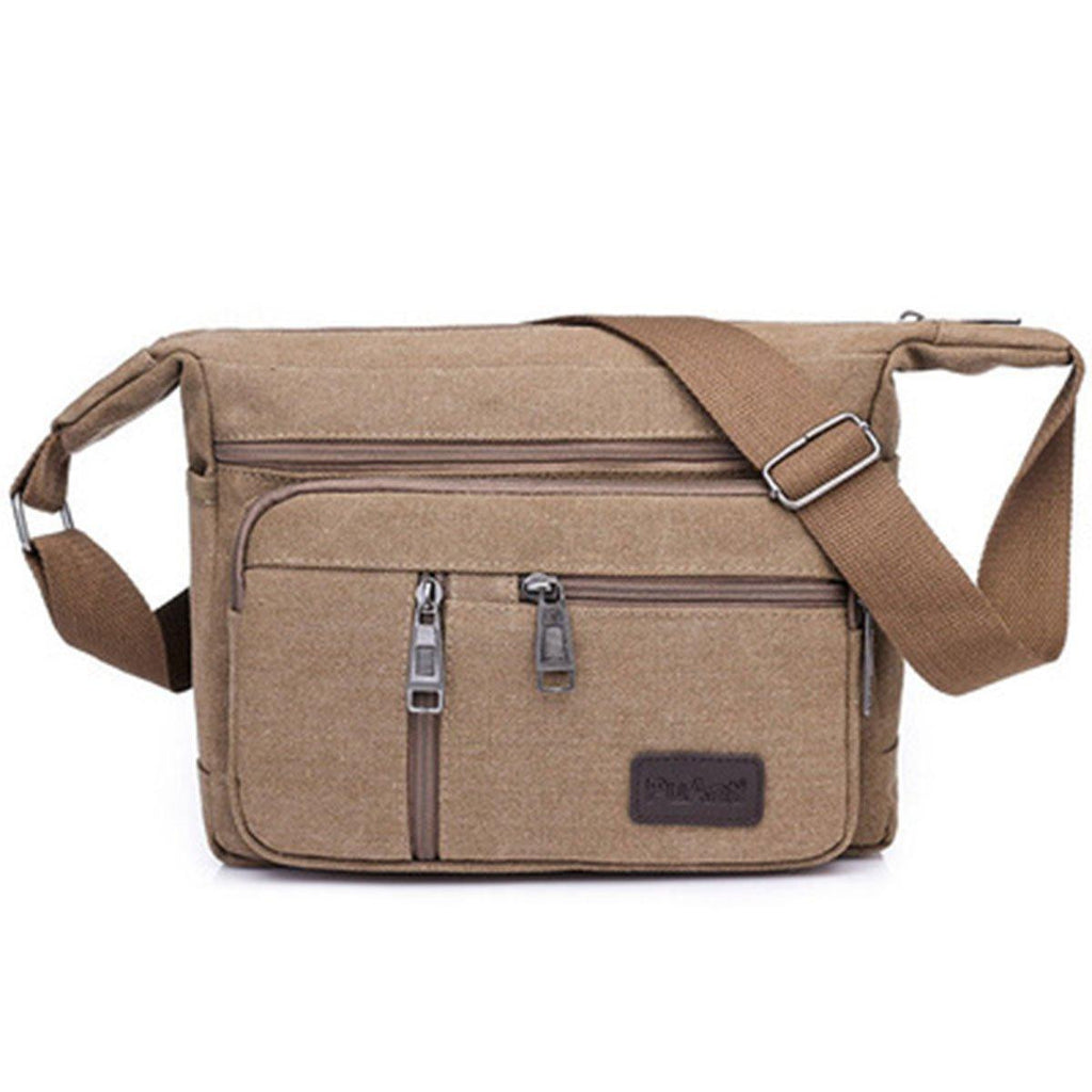Multi Layer Canvas Crossbody Bag Casual Shoulder Bag for Travel Messenger Bag - Green