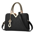Women Zipper Shoulder Bag with Phone Pocket and Crossbody Strap - Black