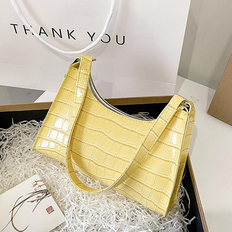 Small Square Stone Pattern Shoulder Bag for Women - White