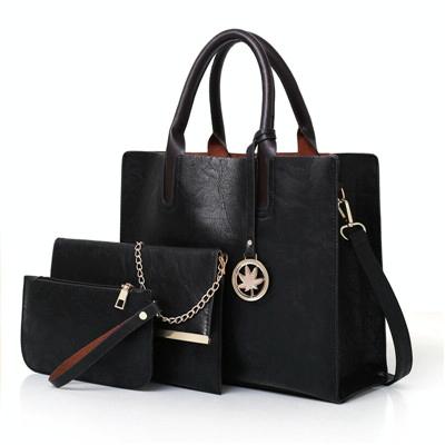 Versatile Leather Tote Bag for Women - 3-in-1 Design - Black