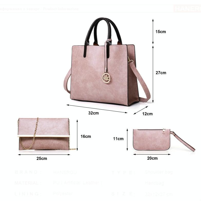 Versatile Leather Tote Bag for Women - 3-in-1 Design - Black