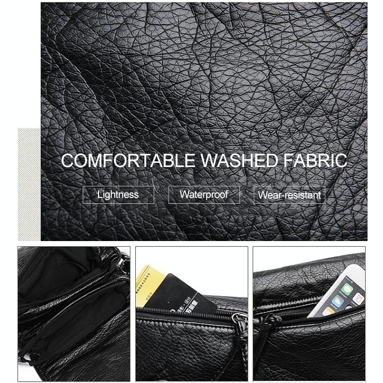 Soft Washed Leather Messenger Bag for Women - Fashionable and Versatile - Black