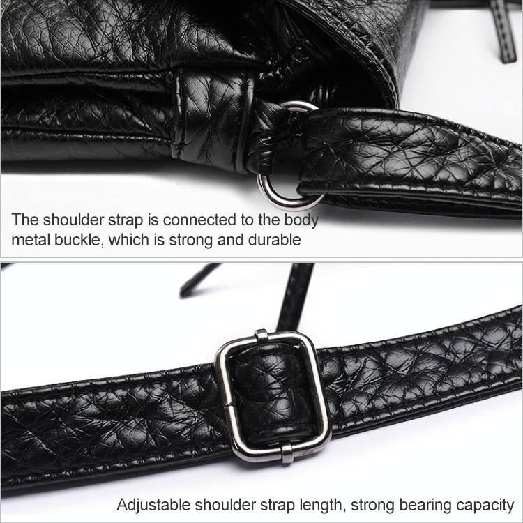 Soft Washed Leather Messenger Bag for Women - Fashionable and Versatile - Black