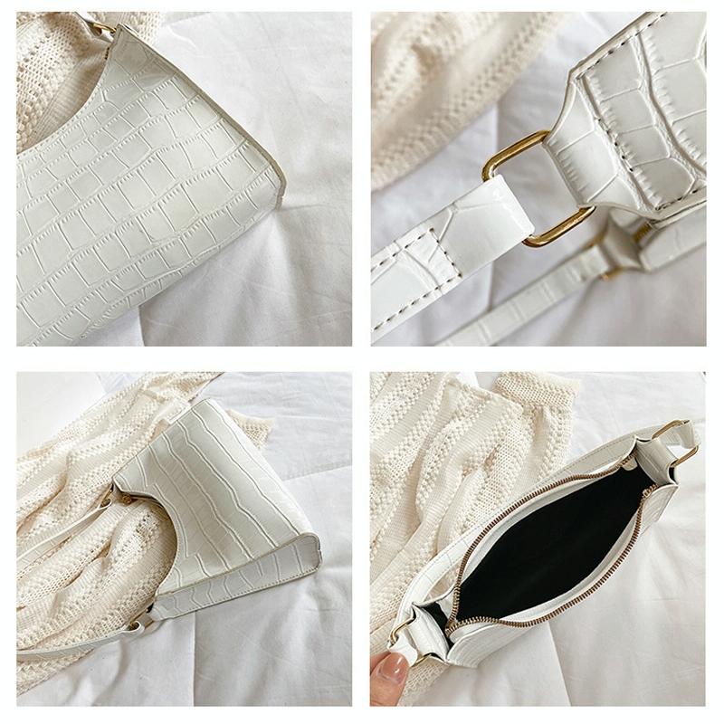 Small Square Stone Pattern Shoulder Bag for Women - Green