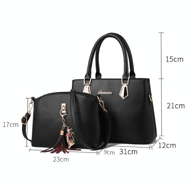 Women 2-in-1 Casual Messenger Bag - Large Capacity - Black