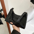 Small Square Stone Pattern Shoulder Bag for Women - Black
