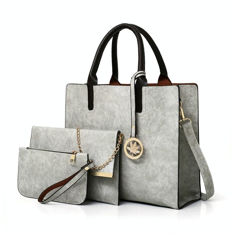 Versatile Leather Tote Bag for Women - 3-in-1 Design - Pink