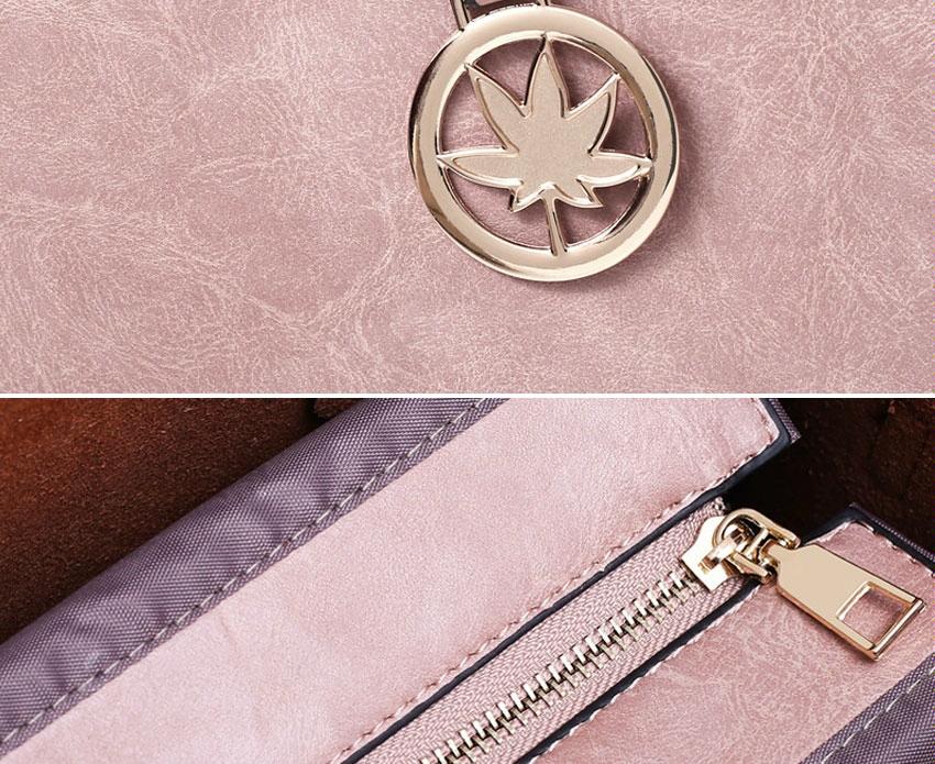 Versatile Leather Tote Bag for Women - 3-in-1 Design - Pink