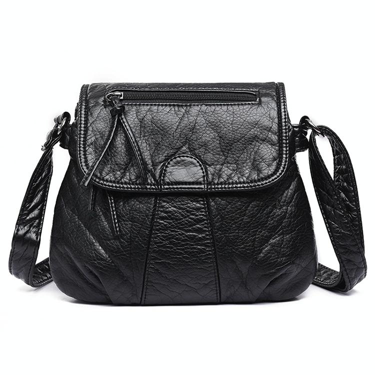 Soft Washed Leather Messenger Bag for Women - Fashionable and Versatile - Red