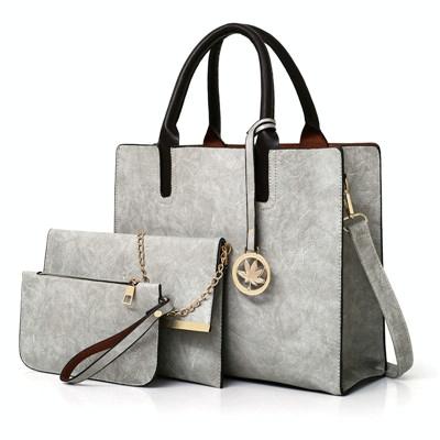 Versatile Leather Tote Bag for Women - 3-in-1 Design - Red