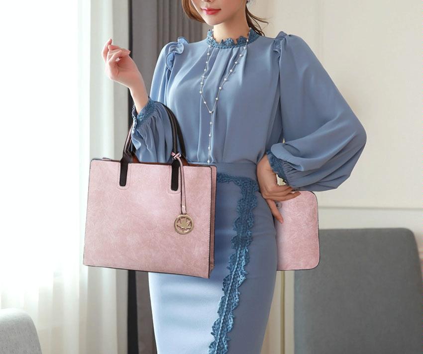 Versatile Leather Tote Bag for Women - 3-in-1 Design - Red