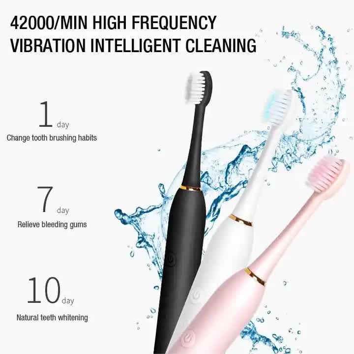 NNEDSZ X-3 Sonic Electric Toothbrush in White, 8 Brush Heads, Travel Case, USB Charging, and Stand Included-1