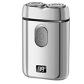 NNEDSZ Gray Portable Electric Shaver - Dual Blade, USB Rechargeable, LED Display for Battery Life-0