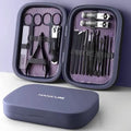 NNEDSZ Purple 18-Piece Manicure and Pedicure Set - Stainless Steel Nail Clipper Kit | Professional Nail Care Grooming Tools | Compact Portable Case-0