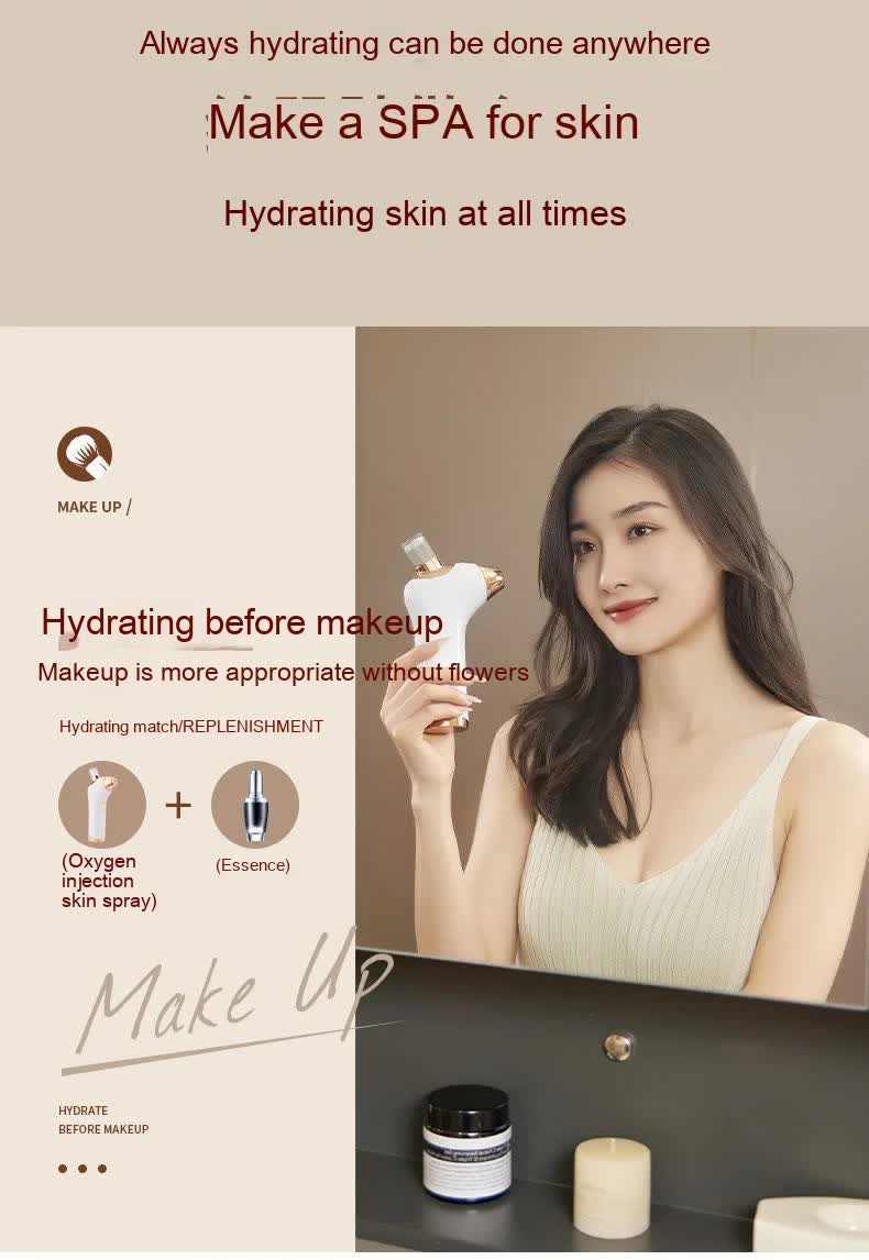 NNEDSZ White Portable Oxygen Injector for Face Hydration and Skin Rejuvenation, 40ml USB Rechargeable Atomizer-4