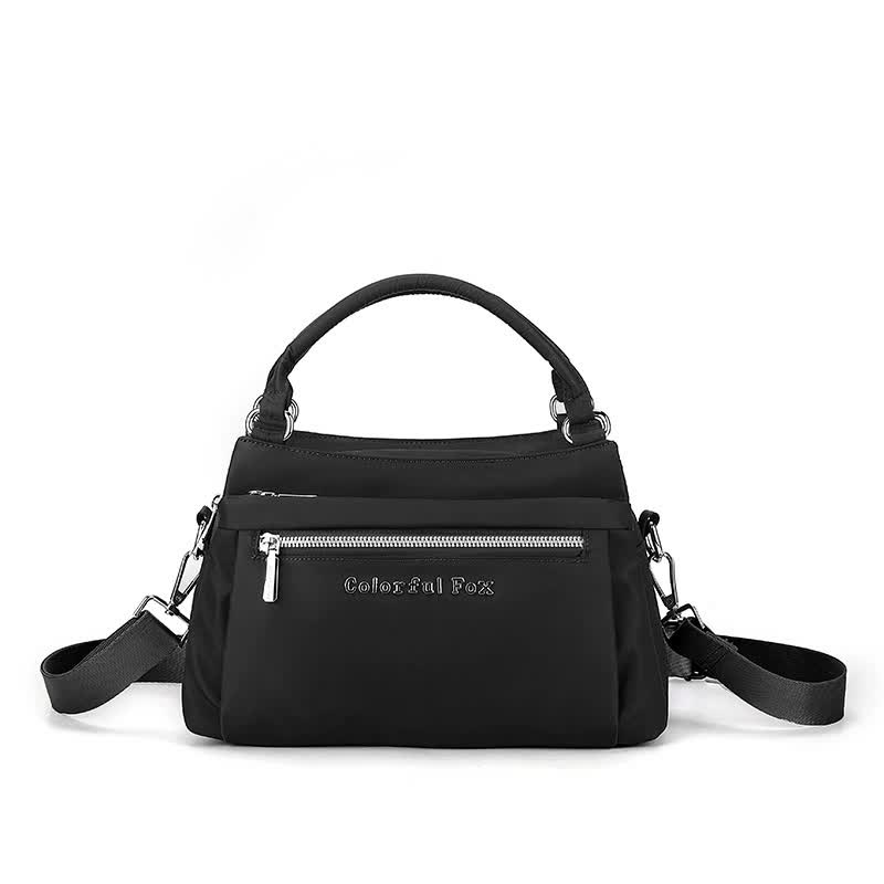 Black Waterproof Nylon Crossbody Bag - Lightweight and Adjustable Strap Shoulder Bag for Women