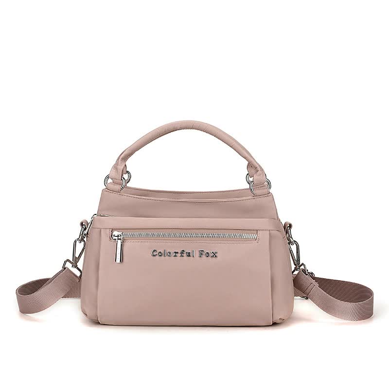 Pink Waterproof Nylon Crossbody Bag - Lightweight and Adjustable Strap Shoulder Bag for Women