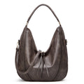 Grey Distressed Faux Leather Hobo Bag - Large Capacity Shoulder Bag for Women