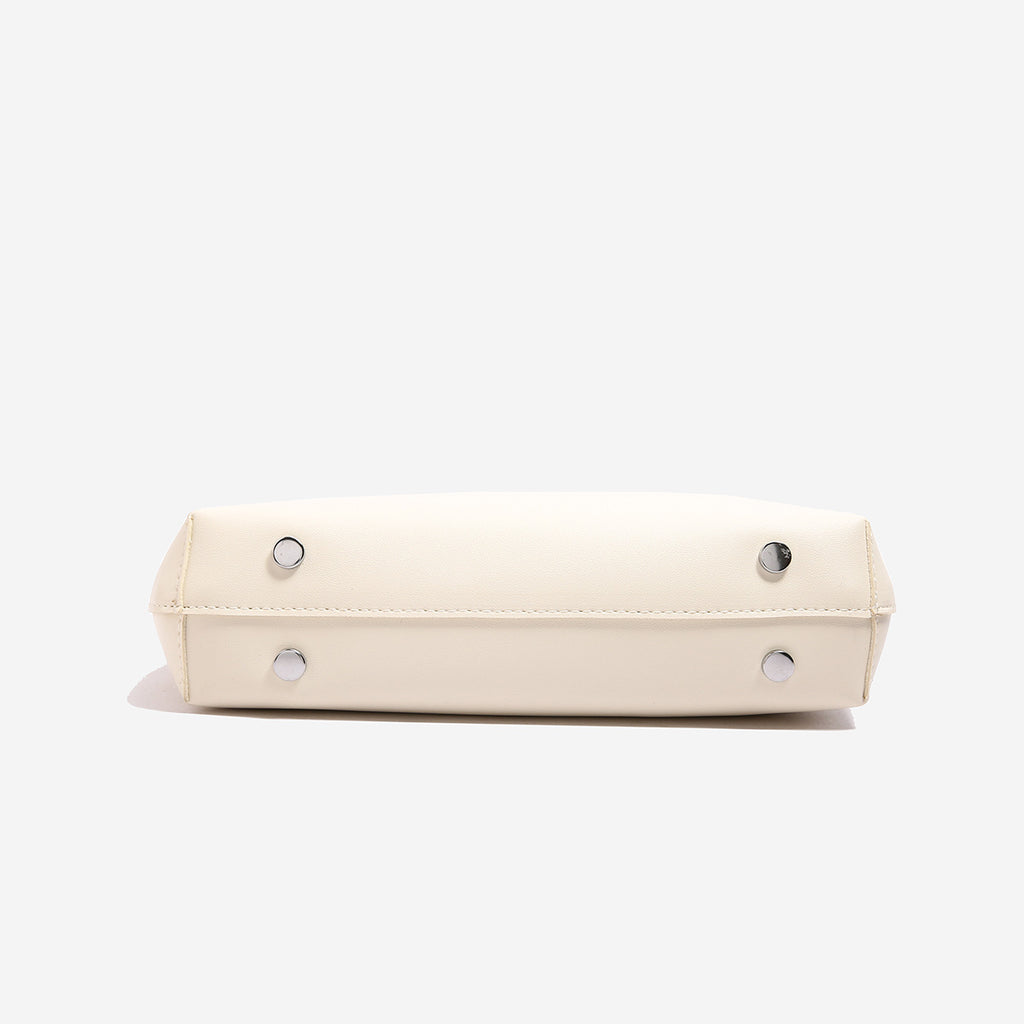 Off White Women's Trendy PU Leather Shoulder Bag - Fashionable Underarm Hobo Bag with Adjustable Strap