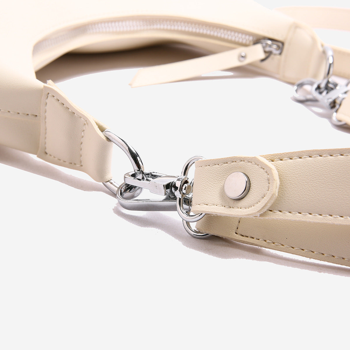 Off White Women's Trendy PU Leather Shoulder Bag - Fashionable Underarm Hobo Bag with Adjustable Strap