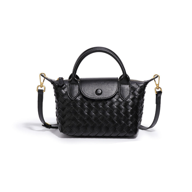 Black Woven Shoulder Bag - Stylish Dumpling Bag, Simple and Versatile Crossbody for Women